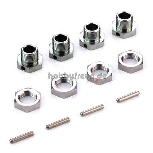Felgen-Mitnehmer 17mm, Alu, 8mm innen, für S3/G3 Serien (4) inkl. Muttern & Pins, Fein-Gewinde, auch e-MTA ''HD''